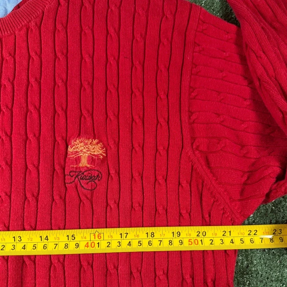 Tommy Hilfiger Sweater Mens M Red Good Cable Knit Golf Kiawah Island Cotton
